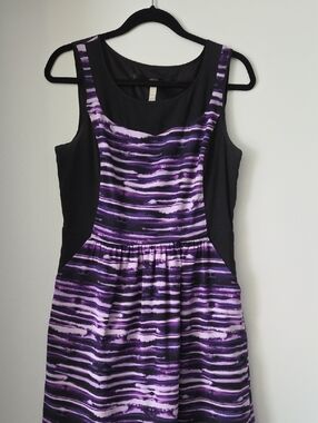 Kensie Purple Black Striped Mini Dress